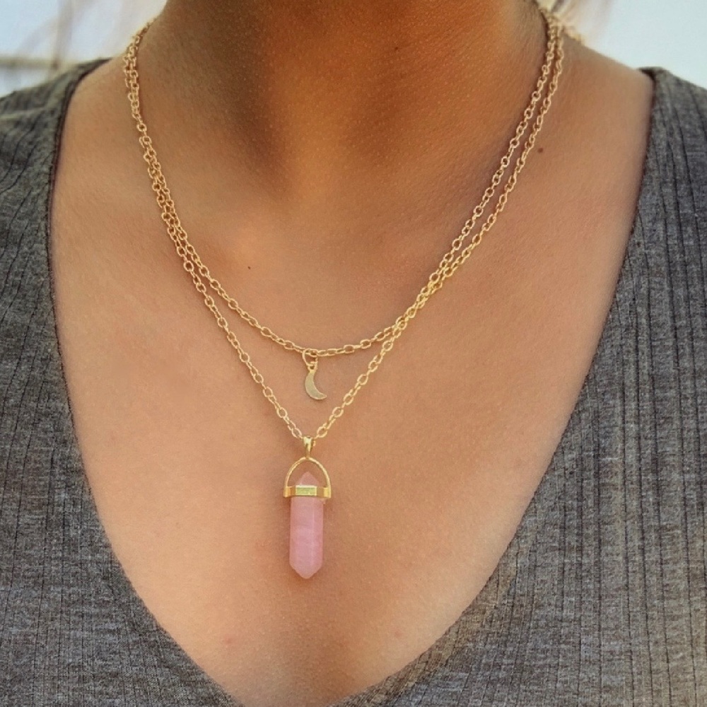 Stone Quartz Gold Necklace